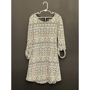 Speechless Skater Dress Girls 10/12 Black White Geometric Cotton Blend